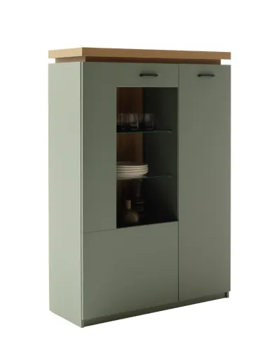 Highboard Moniz 1 | Salbei grün / Eiche Evoke | ohne Beleuchtung