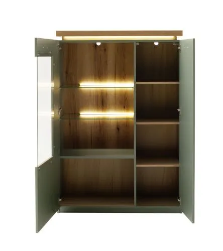 Highboard Moniz 1 | Salbei grün / Eiche Evoke | ohne Beleuchtung