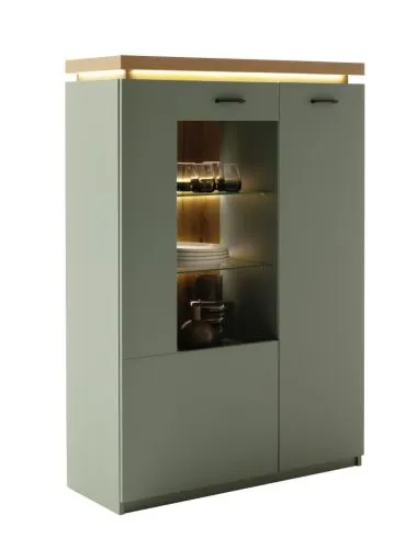 Highboard Moniz 1 | Salbei grün / Eiche Evoke | ohne Beleuchtung