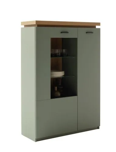 Highboard Moniz 1 | Salbei grün / Eiche Evoke | ohne Beleuchtung