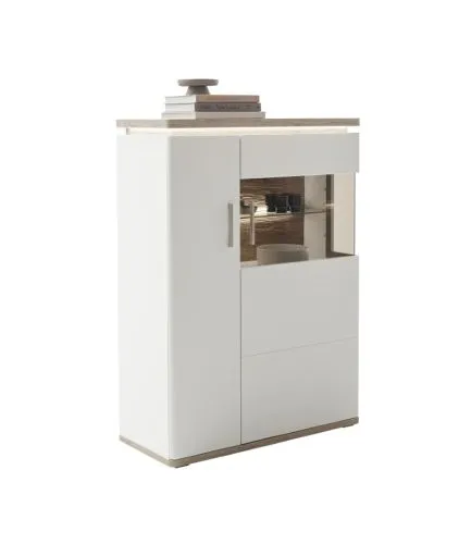 Highboard Palermo 1 | Soft white / Viking Oak | LED Beleuchtung