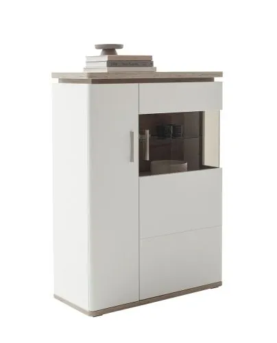 Highboard Palermo 1 | Soft white / Viking Oak | LED Beleuchtung