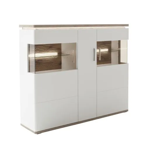 Highboard Palermo | Soft white / Viking Oak | ohne Beleuchtung