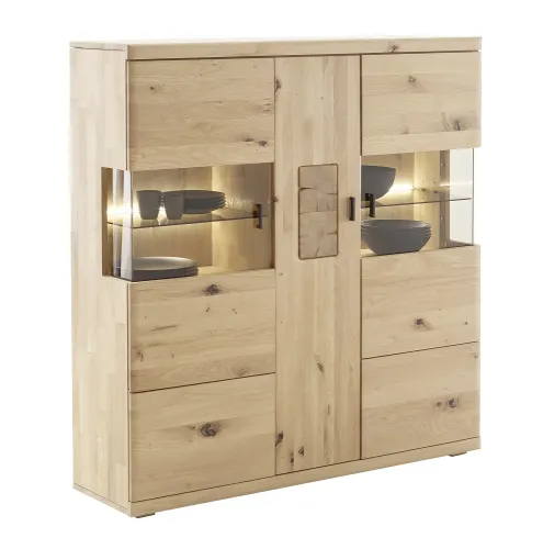 Highboard Palma | Asteiche / Balkeneiche | optional Beleuchtung