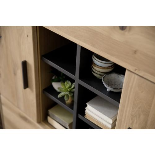 Highboard Portland | Asteiche Bianco massiv | LED Beleuchtung