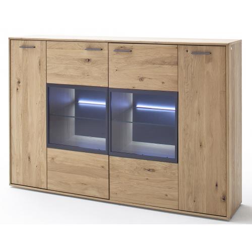 Highboard Portland 2 | Asteiche Bianco | LED Beleuchtung