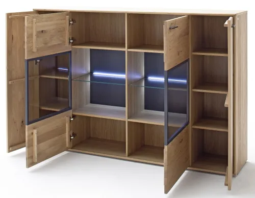 Highboard Portland 2 | Asteiche Bianco | mit 2er Set LED Band 45 cm