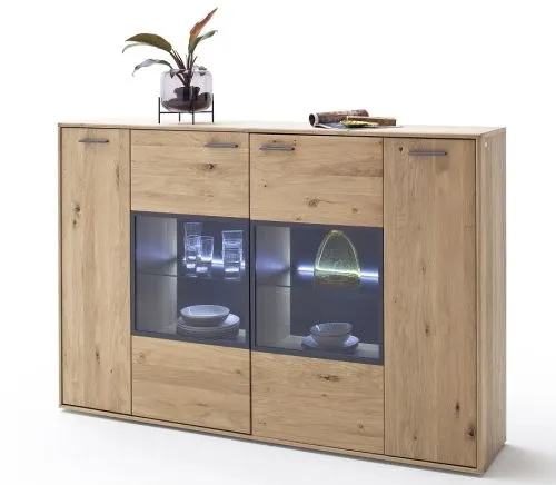 Highboard Portland 2 | Asteiche Bianco | ohne Beleuchtung