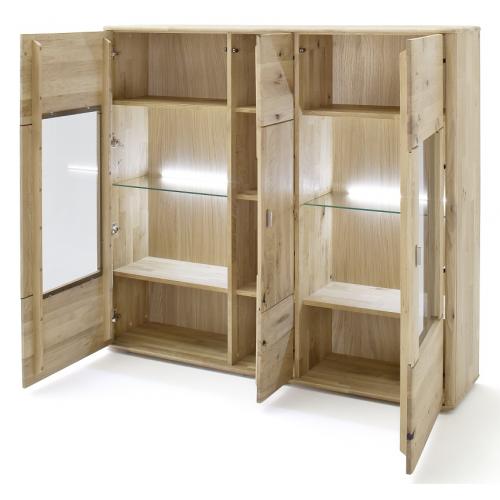 Highboard Ravello 2 | Balkeneiche Bianco | LED Beleuchtung
