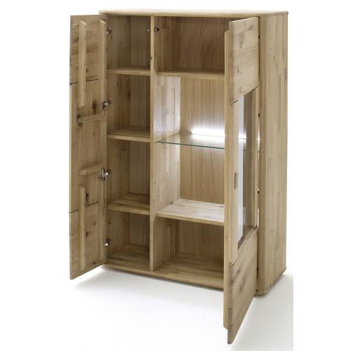 Highboard Ravello links | Balkeneiche Bianco | LED Beleuchtung