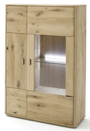 Highboard Ravello links | Balkeneiche Bianco | mit 1er Set LED Rückwandbeleuchtung