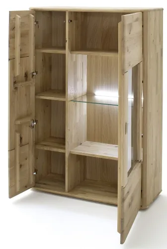 Highboard Ravello links | Balkeneiche Bianco | ohne Beleuchtung