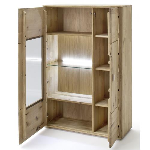 Highboard Ravello rechts | Balkeneiche Bianco | LED Beleuchtung