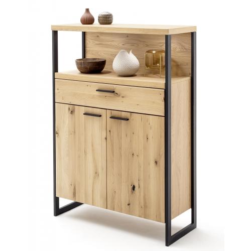 Highboard Salerno | Balkeneiche / Eiche Bianco | LED Beleuchtung