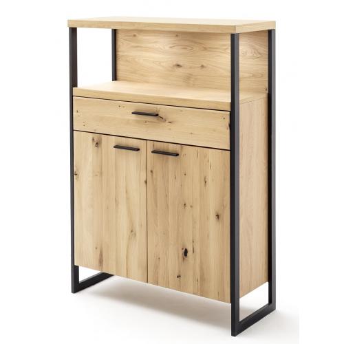 Highboard Salerno | Balkeneiche / Eiche Bianco | LED Beleuchtung