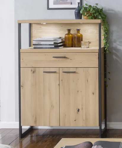 Highboard Salerno | Balkeneiche / Eiche Bianco | ohne Beleuchtung