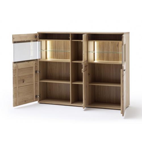Highboard Salvador | Balkeneiche Bianco | LED Beleuchtung