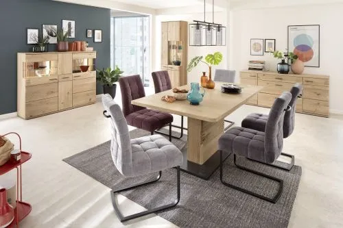 Highboard Salvador, Highboard mit 2 Glastüren oben, 3 Schubkästen in der Mitte, 2 Türen und 2 Schubkästen unten – Ansicht 7