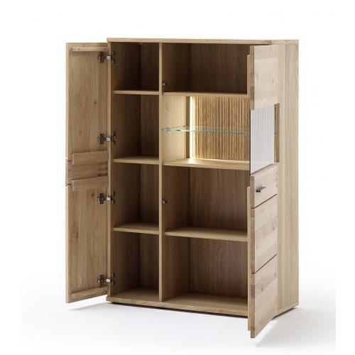 Highboard Salvador klein | Balkeneiche Bianco | LED Beleuchtung