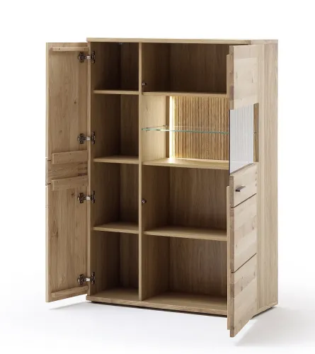 Highboard Salvador klein | Balkeneiche Bianco | ohne Beleuchtung