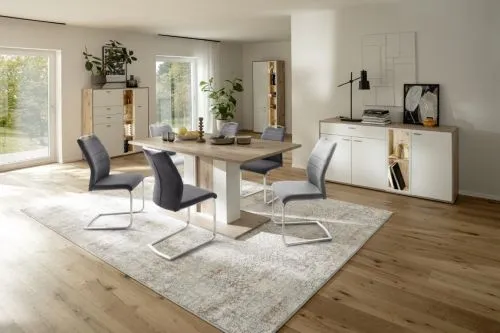 Highboard Santerno | Soft white / Viking Oak | LED Beleuchtung