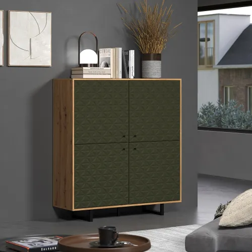 Highboard Sentra | Dark Green / Artisan Eiche