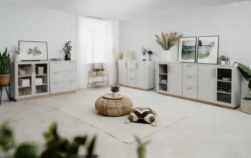 Highboard Sideboard Split | steingrau / Jackson Hickory