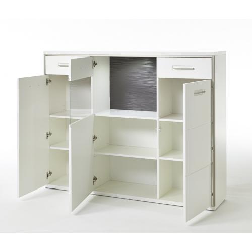 Highboard Trento | weiß Hochglanz | LED Beleuchtung