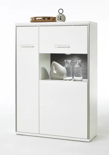 Highboard Trento 2 | weiß Hochglanz | mit 1er Set LED Unterbauspot weiß