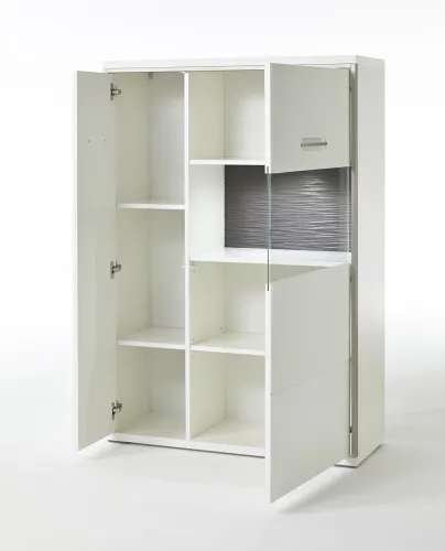 Highboard Trento 2 | weiß Hochglanz | mit 1er Set LED Unterbauspot weiß