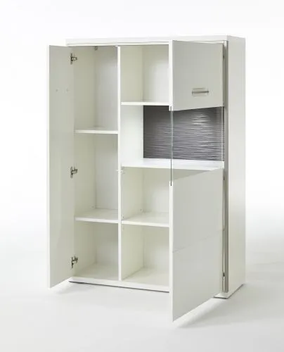 Highboard Trento 2 | weiß Hochglanz | mit 1er Set LED Unterbauspot weiß