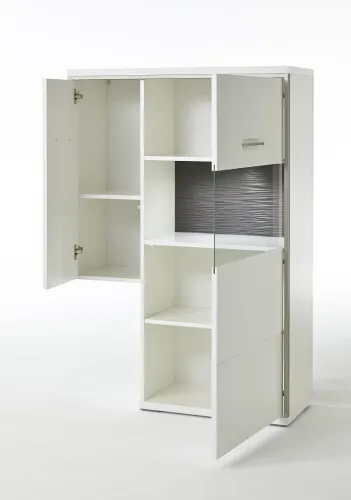 Highboard Trento 4 | weiß Hochglanz | mit 1er Set LED Unterbauspot weiß