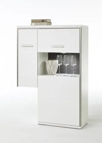 Highboard Trento 4 | weiß Hochglanz | mit 1er Set LED Unterbauspot weiß