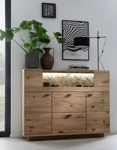 Highboard Venedig | Naturfarben / Wildeiche | optional LED Beleuchtung