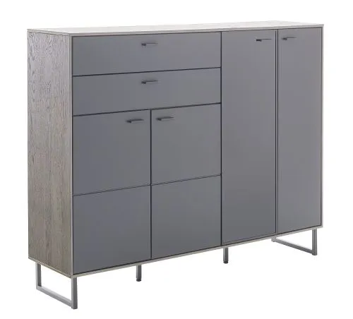 Highboard Venezia | Softblack / Vulcano Eiche | ohne Beleuchtung