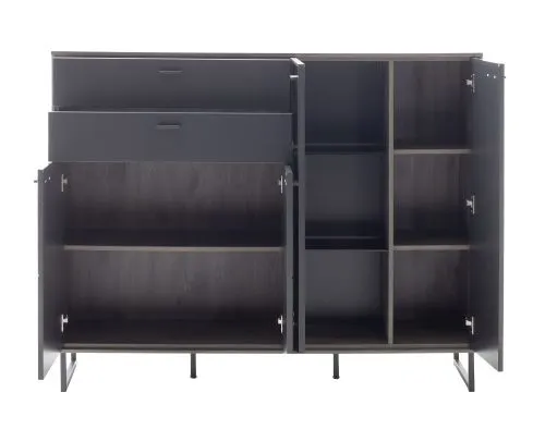 Highboard Venezia | Softblack / Vulcano Eiche | optional LED Beleuchtung