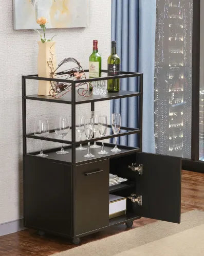 Highboard Weinschrank Mosaik | schwarz
