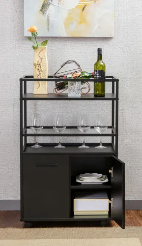 Highboard Weinschrank Mosaik | schwarz