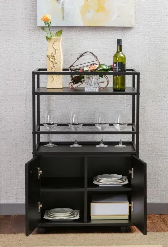 Highboard Weinschrank Mosaik | schwarz