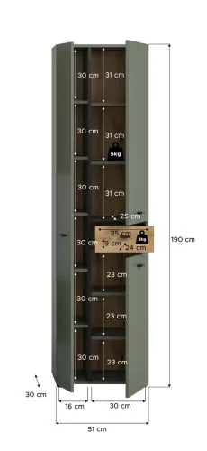 Hochschrank Aqua | Sage Green / Evoke Oak