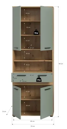 Hochschrank Badschrank Blake | Salbei / Artisan Eiche