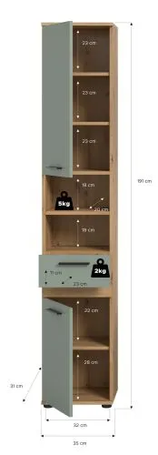 Hochschrank Blake | Salbei / Artisan Eiche