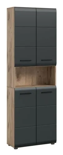 Hochschrank breit Ice | Nox Oak / schwarz matt