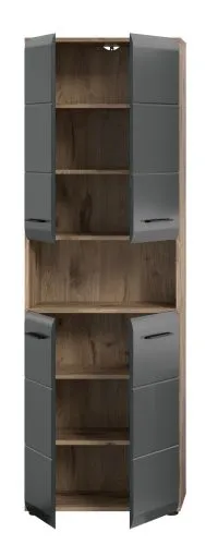 Hochschrank breit Ice | Nox Oak / schwarz matt