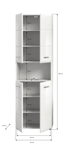 Hochschrank breit Ice | weiß / weiß Hochglanz