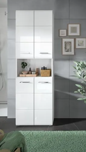 Hochschrank breit Ice | weiß / weiß Hochglanz