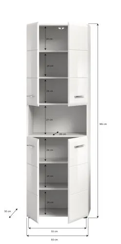 Hochschrank breit Ice | weiß / weiß Hochglanz