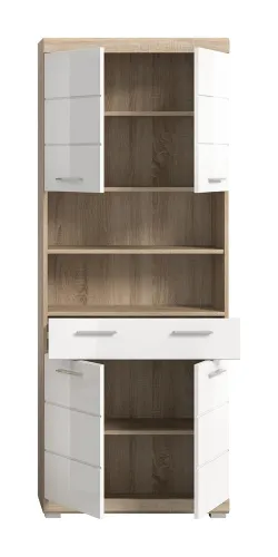 Hochschrank breit Lambada | weiß Hochglanz / Sonoma Eiche