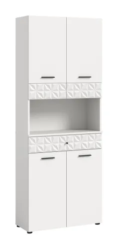 Hochschrank breit Prisma | weiß / weiß Hochglanz