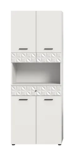Hochschrank breit Prisma | weiß / weiß Hochglanz